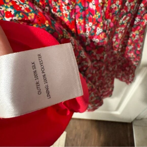 SALONI Collette Silk Floral Mini Puff Sleeve Dress Size 4 - Picture 7 of 7